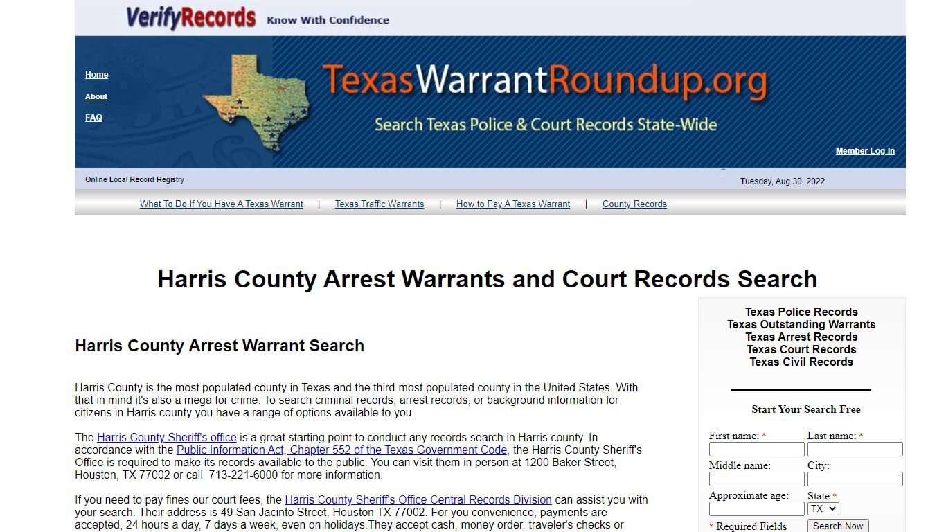 Harris County Arrest Warrants Search